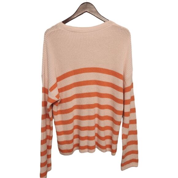 GAP Striped Oversized Crewneck Sweater Pink Striped XL - Picture 2 of 5
